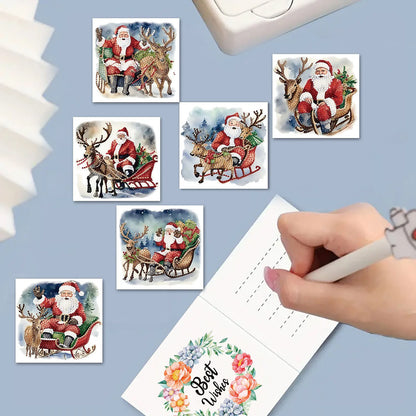 Diamond Painting Weihnachtsmann-im-Schlitten-Karten