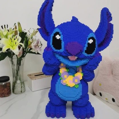 Blaues Wesen mit Blumenkranz Bausteinset