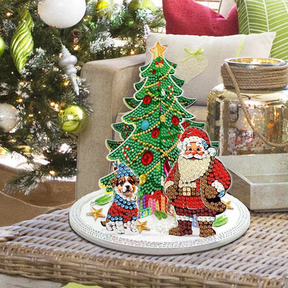 Diamond Painting 3D Weihnachtsmann bei Weihnachtsbaum