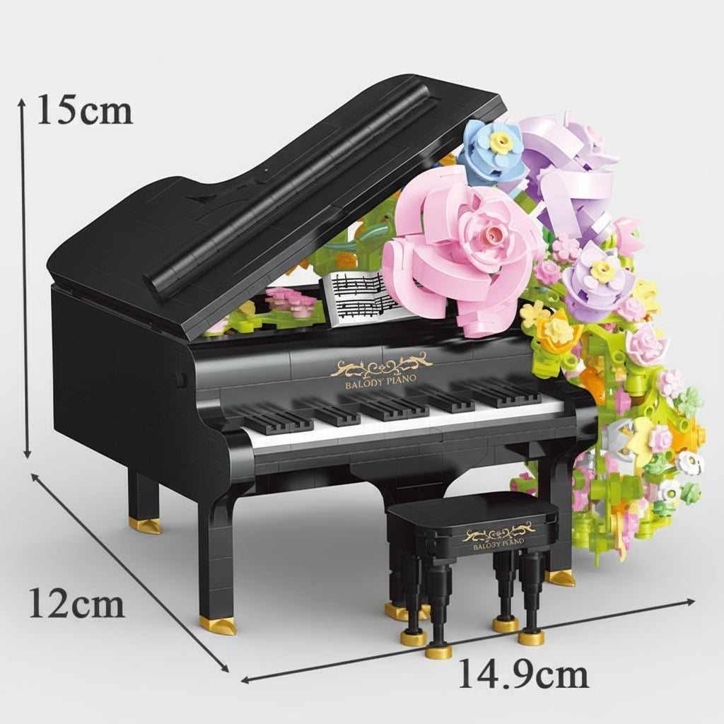 Klavier mit Blumen Bausteinset
