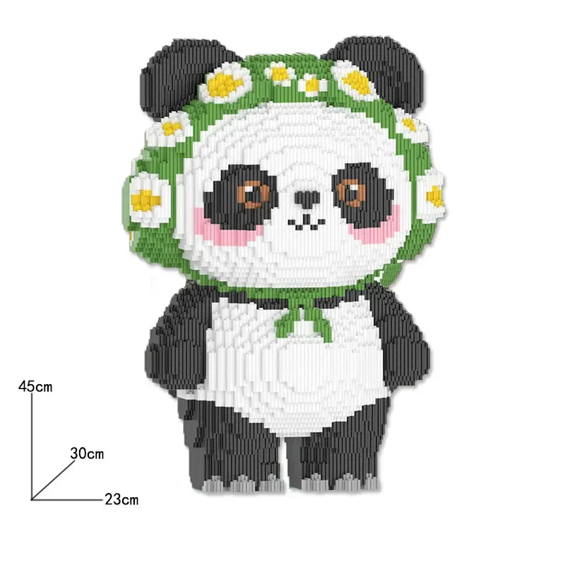 Panda mit Blumenkranz Bausteinset