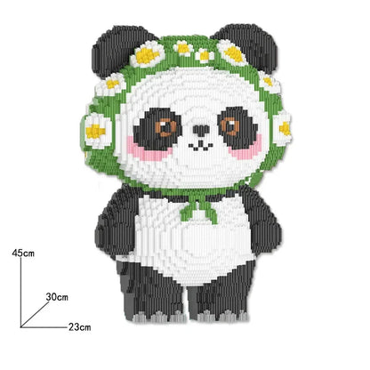 Panda mit Blumenkranz Bausteinset