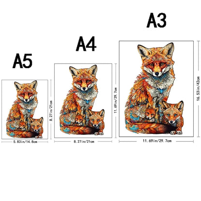 Fuchs mit kleinen Füchsen Holzpuzzle
