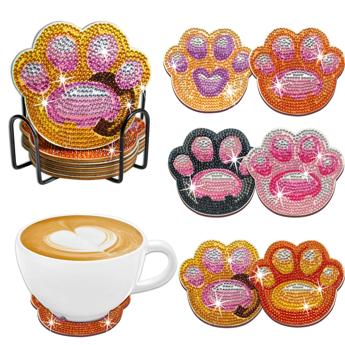 Diamond Painting Hunde-Pfoten-Untersetzer