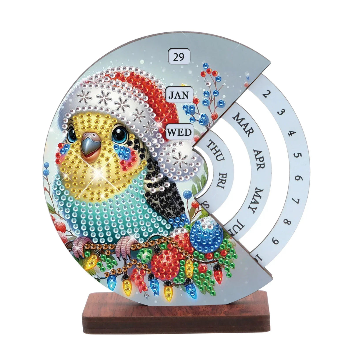 Diamond Painting Vogel mit Weihnachtsmütze
