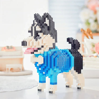 Husky im blauen Anzug Bausteinset