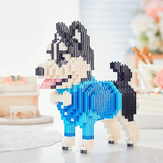 Husky im blauen Anzug Bausteinset