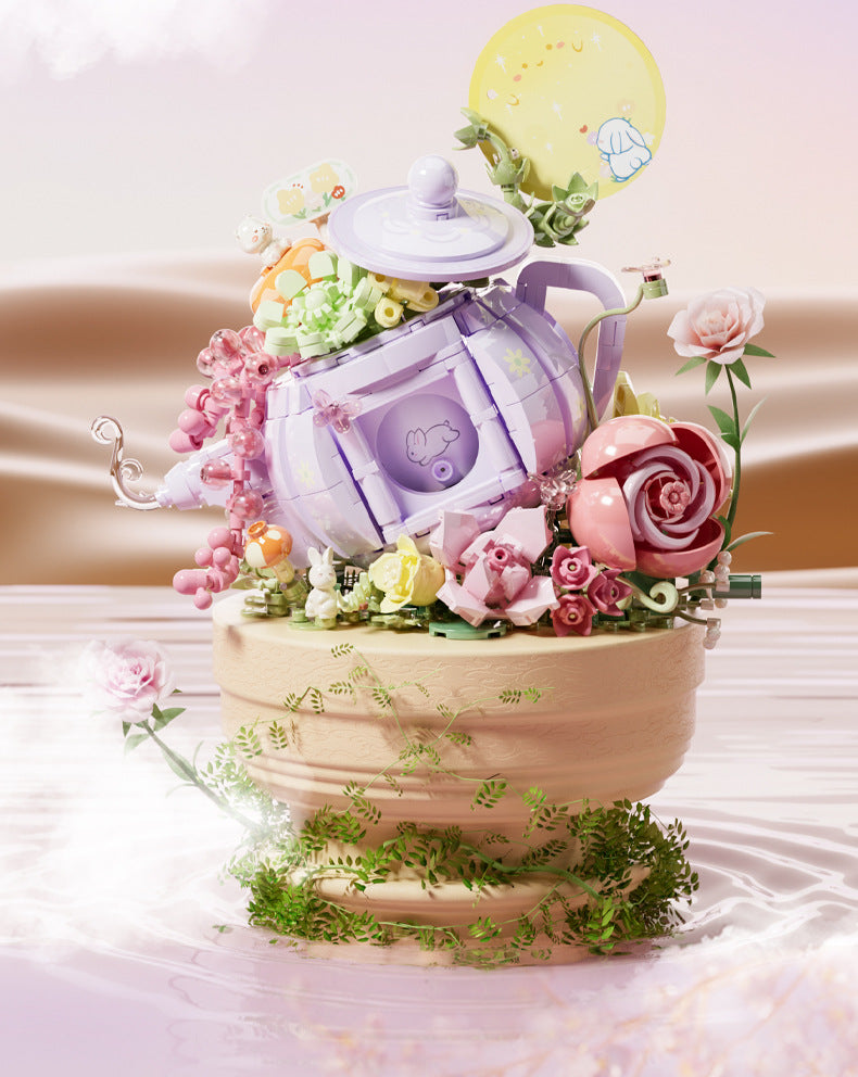 Teetasse mit Blumen Bausteinset