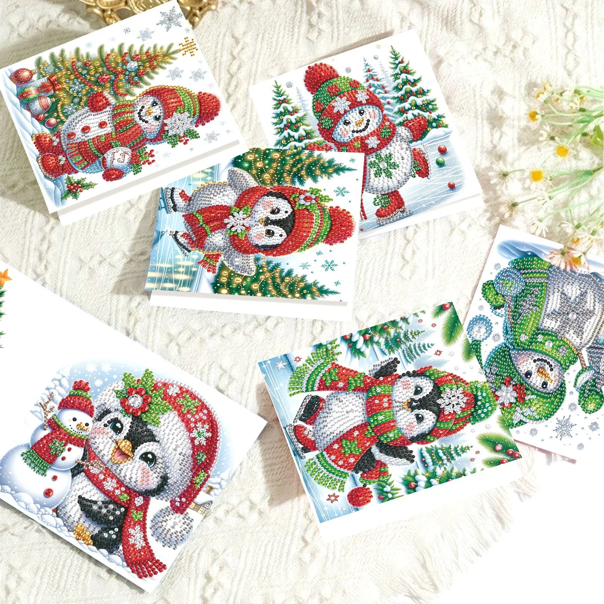 Diamond Painting Pinguine & Schneemänner Weihnachtskarten
