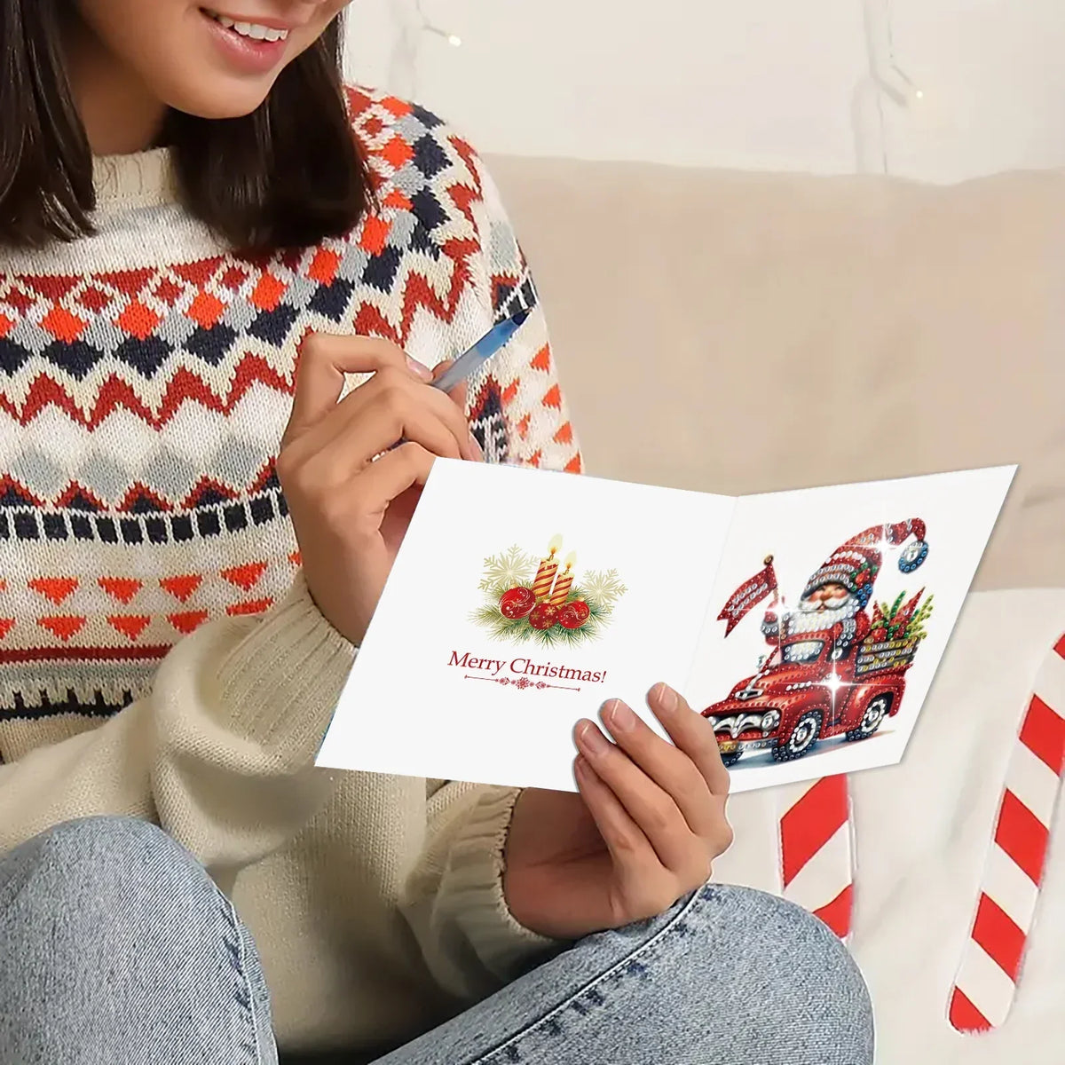 Diamond Painting Weihnachtswichtel-Karten