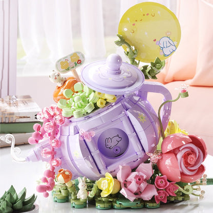 Teetasse mit Blumen Bausteinset