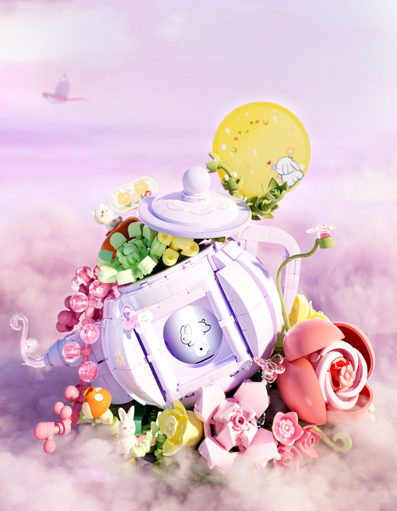 Teetasse mit Blumen Bausteinset