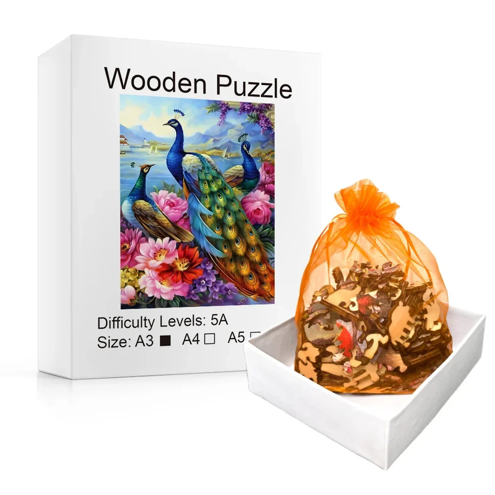 Pfauen Holzpuzzle