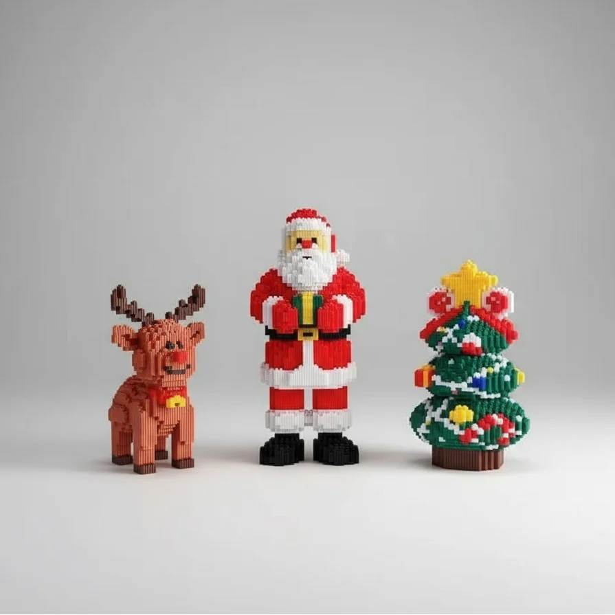 Weihnachtsmann mit Geschenk Bausteinset