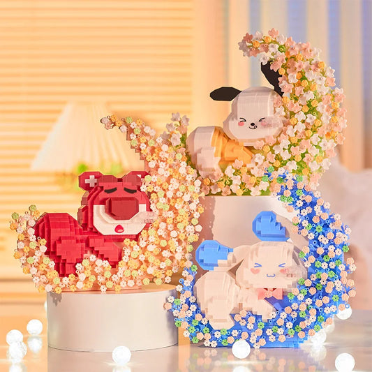 Tiere auf Blumen Bausteinset