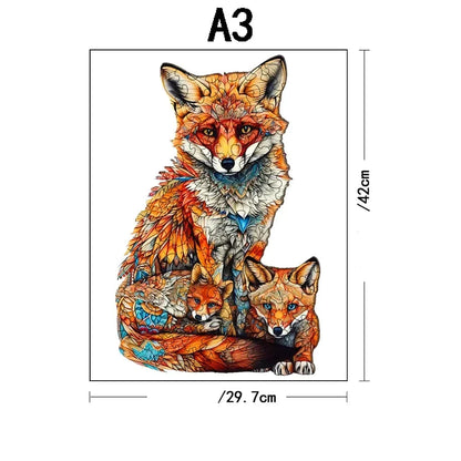 Fuchs mit kleinen Füchsen Holzpuzzle