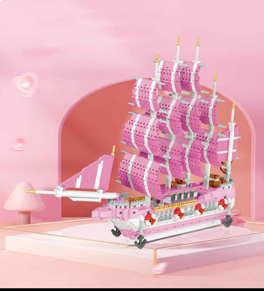 Rosa Segelboot Bausteinset