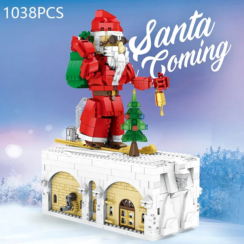 Weihnachtsmann auf Skiern Bausteinset