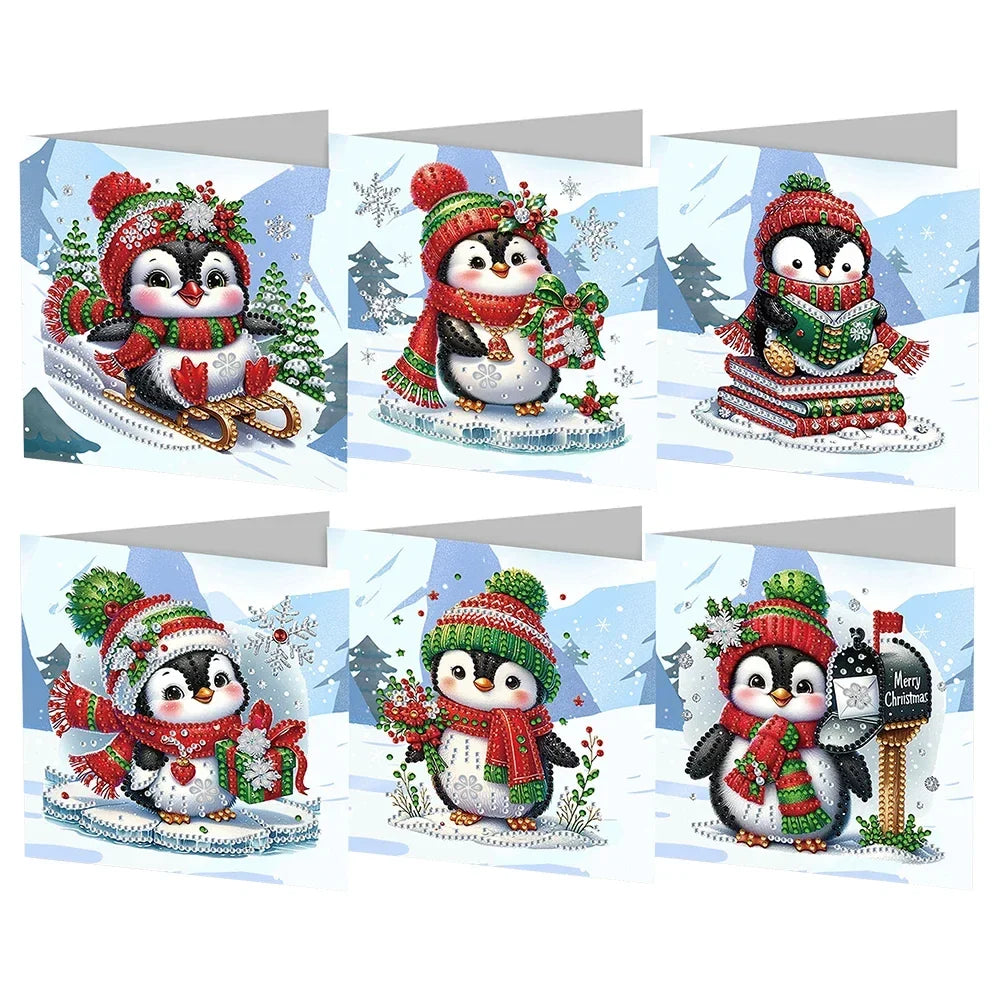 Diamond Painting Pinguin Weihnachtskarten Set