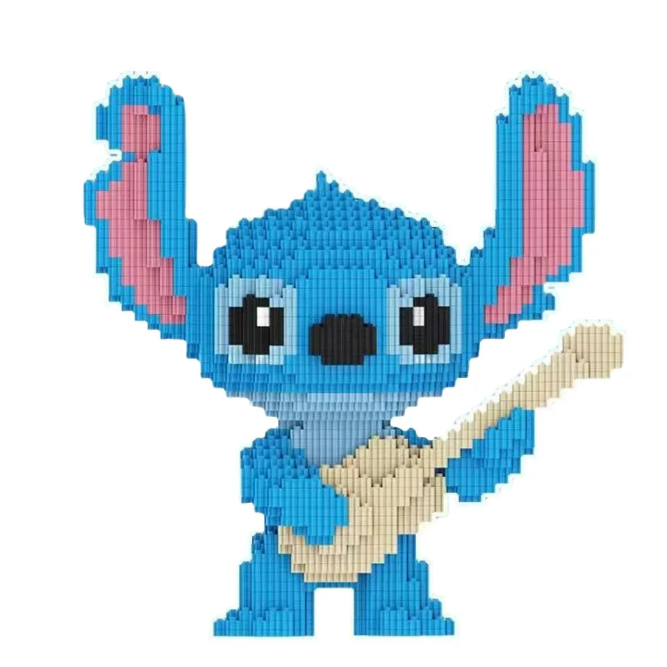 Niedliches blaues Wesen mit Gitarre Bausteinset
