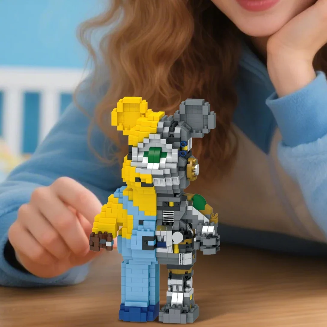Gelbes Wesen als Roboter Bausteinset