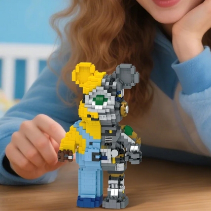 Gelbes Wesen als Roboter Bausteinset
