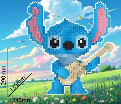 Niedliches blaues Wesen mit Gitarre Bausteinset