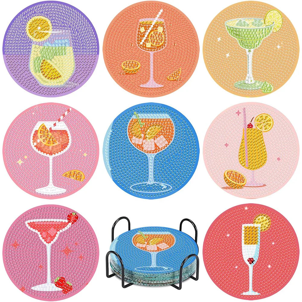 Diamond Painting Bunte Cocktail-Untersetzer