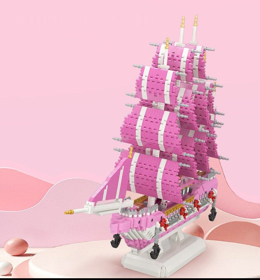 Rosa Segelboot Bausteinset
