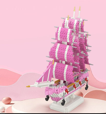 Rosa Segelboot Bausteinset