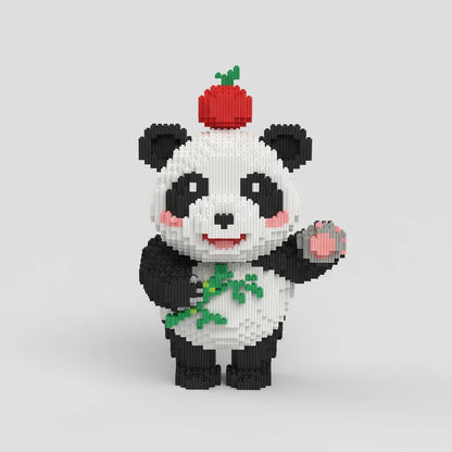 Panda mit Apfel Bausteinset