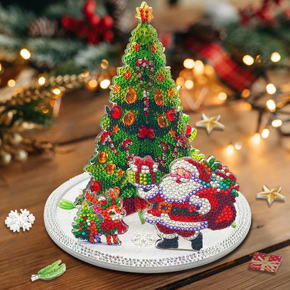 Diamond Painting 3D Weihnachtsmann bei Weihnachtsbaum