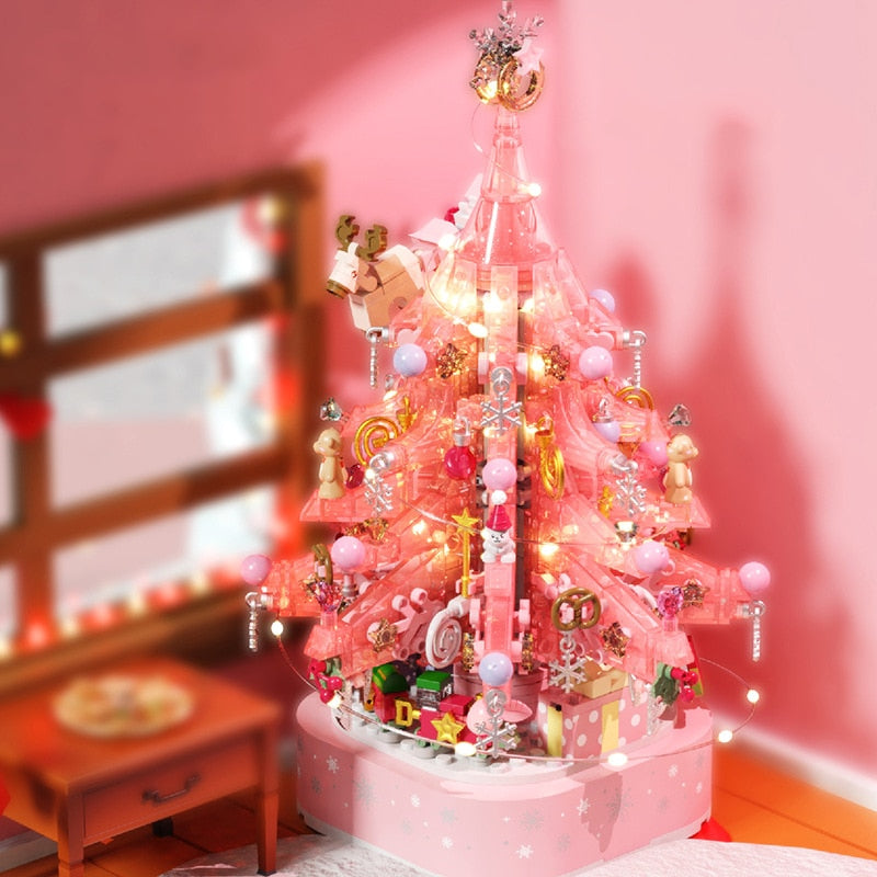 Rosa Weihnachtsbaum Bausteinset