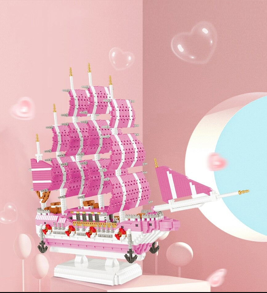 Rosa Segelboot Bausteinset