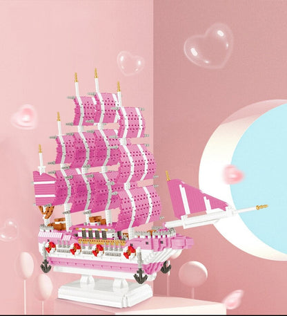 Rosa Segelboot Bausteinset