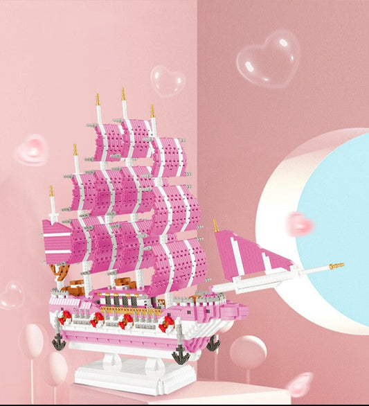 Rosa Segelboot Bausteinset