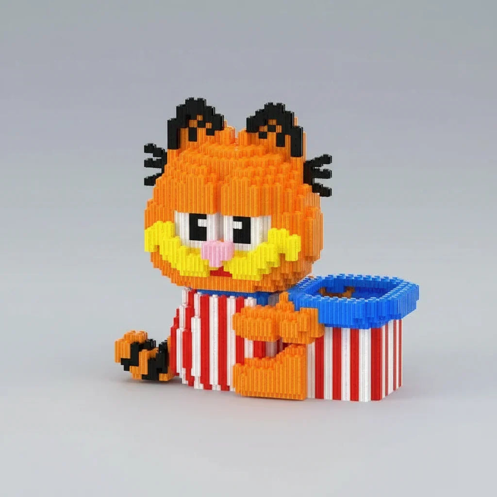Orangefarbene Katze – Stiftehalter Bausteinset