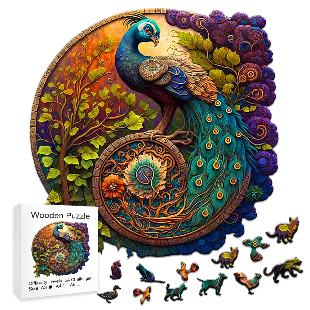 Schöner Pfau Holzpuzzle