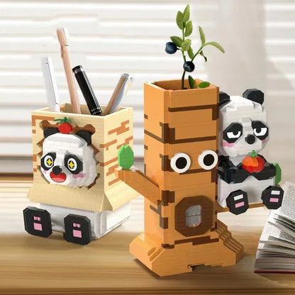 Panda im Baum Stiftehalter Bausteinset