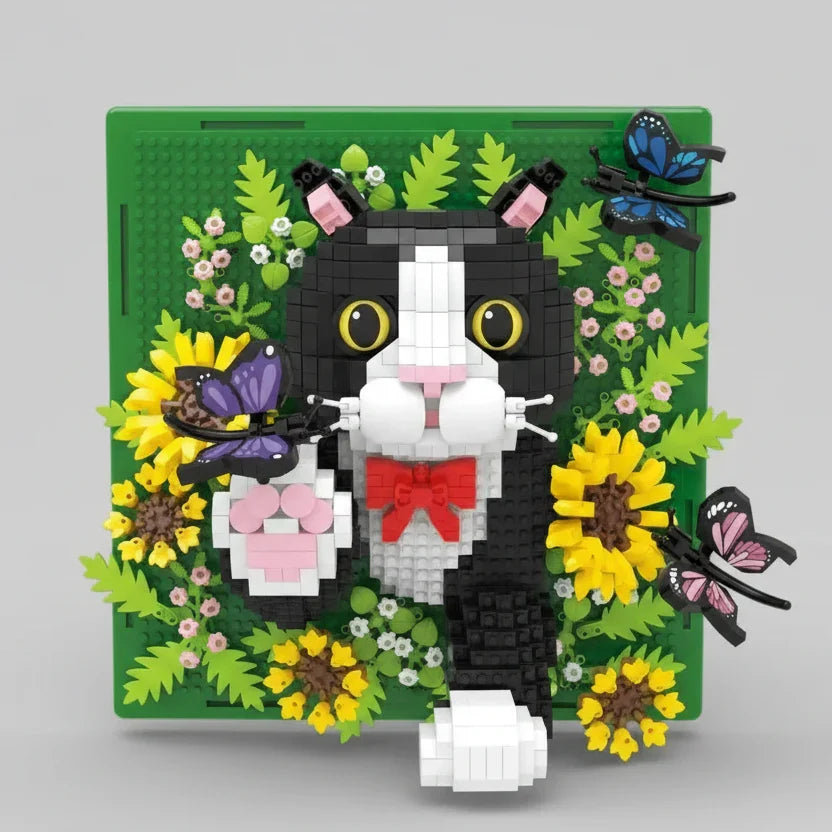 Katze auf Bauplatte Bausteinset