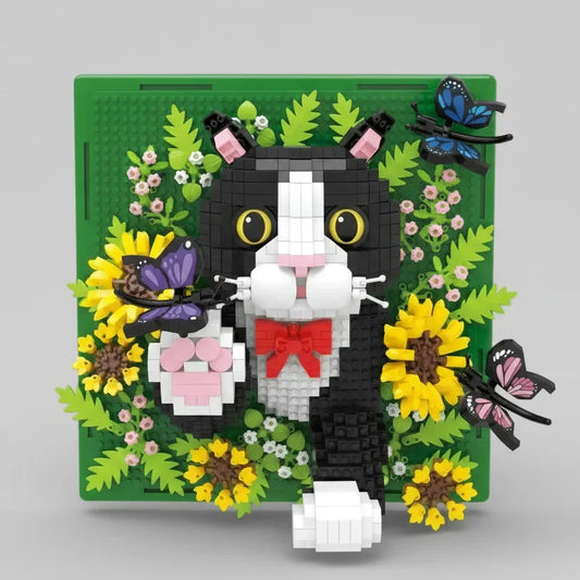 Katze auf Bauplatte Bausteinset