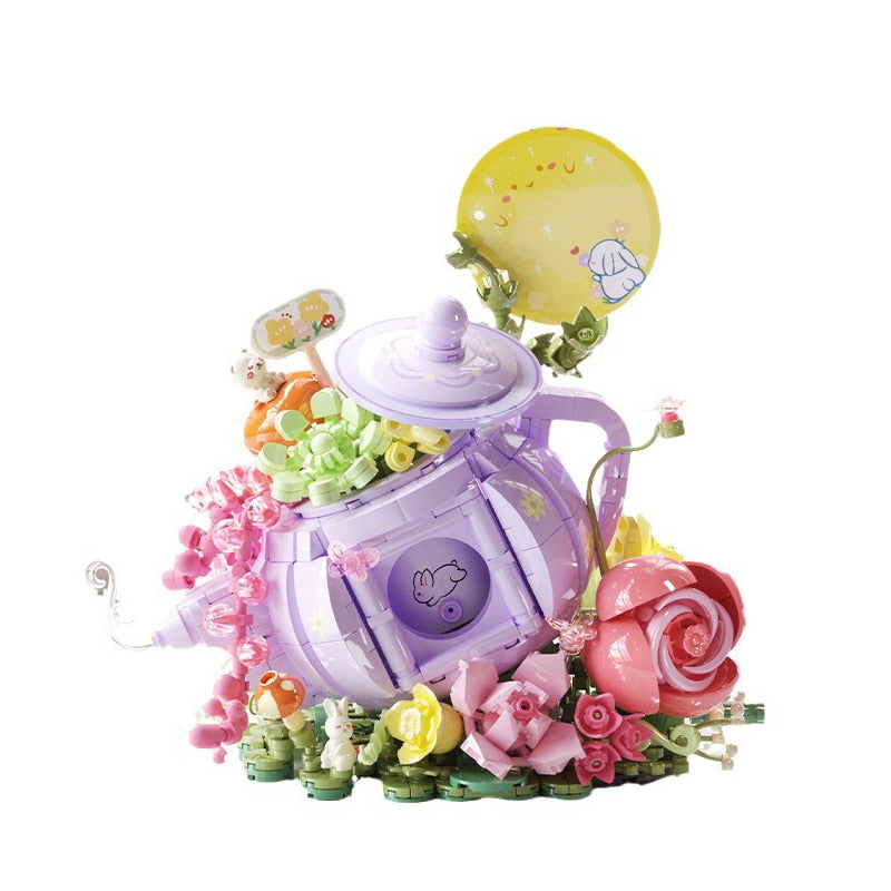 Teetasse mit Blumen Bausteinset
