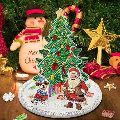 Diamond Painting 3D Weihnachtsmann bei Weihnachtsbaum