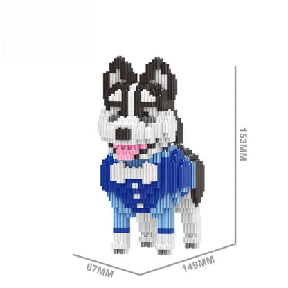 Husky im blauen Anzug Bausteinset