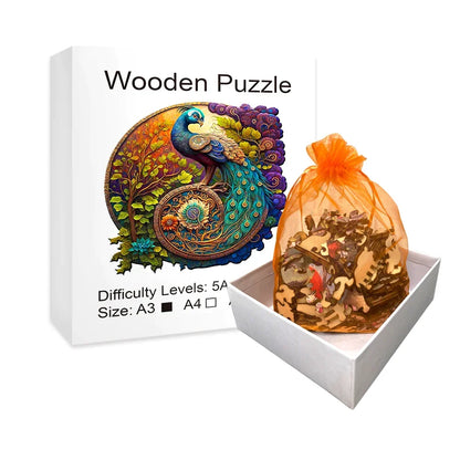 Schöner Pfau Holzpuzzle