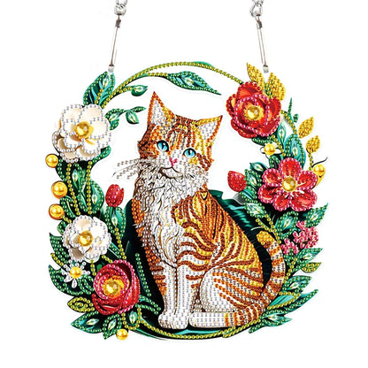 Diamond Painting Katze mit Blumen