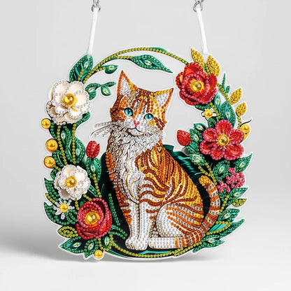 Diamond Painting Katze mit Blumen