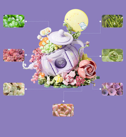 Teetasse mit Blumen Bausteinset