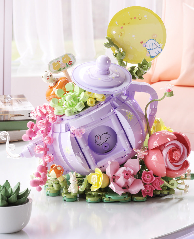 Teetasse mit Blumen Bausteinset