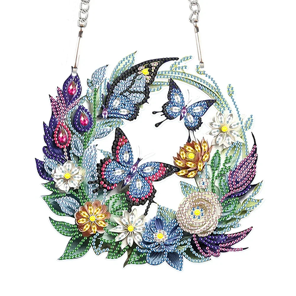 Diamond Painting Schmetterlinge mit Blumen